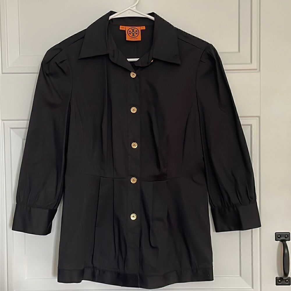Tory Burch Black Button Up Collared Blouse